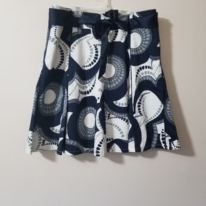 IORA - circle polka dot pleated skirt navy blue grey